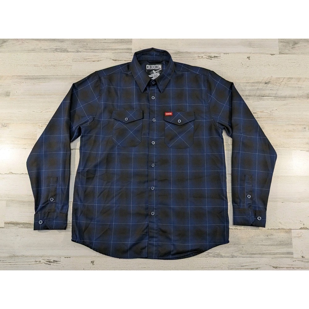 Dixxon Shirt Mens Large The Purpose Shadow Plaid Flannel Button Up Blue Black
